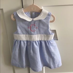 Seersucker dress with “C” monogram